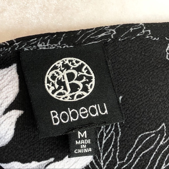 Bobeau Black Multi Floral Print Whimsigoth 3/4 Bell Sleeve Blouse Medium - Picture 4 of 15